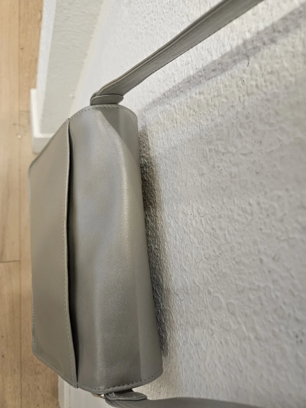 Tignanello Gray Leather Flap Crossbody Bag Shoulder Purse
